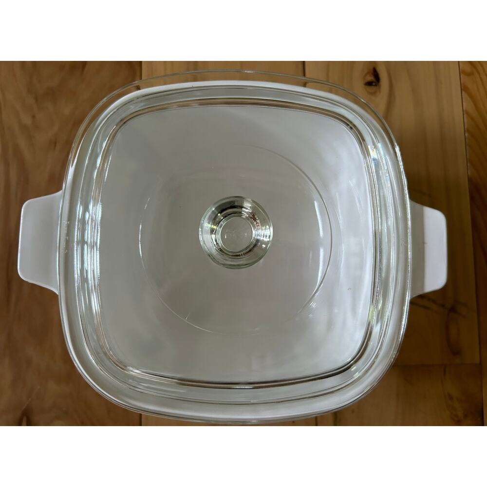 Vtg CorningWare Square White Blue Corn Flower 1.75Qt Casserole Dish w/ Glass Lid - Picture 5 of 6